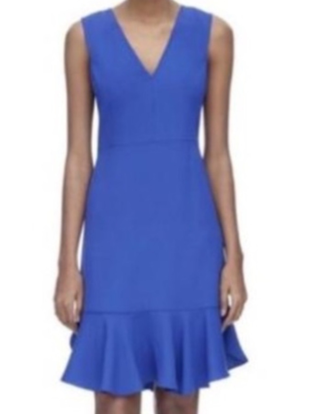 Rebecca Taylor Cobalt Blue V-Neck Ruffle Hem Mini Dress